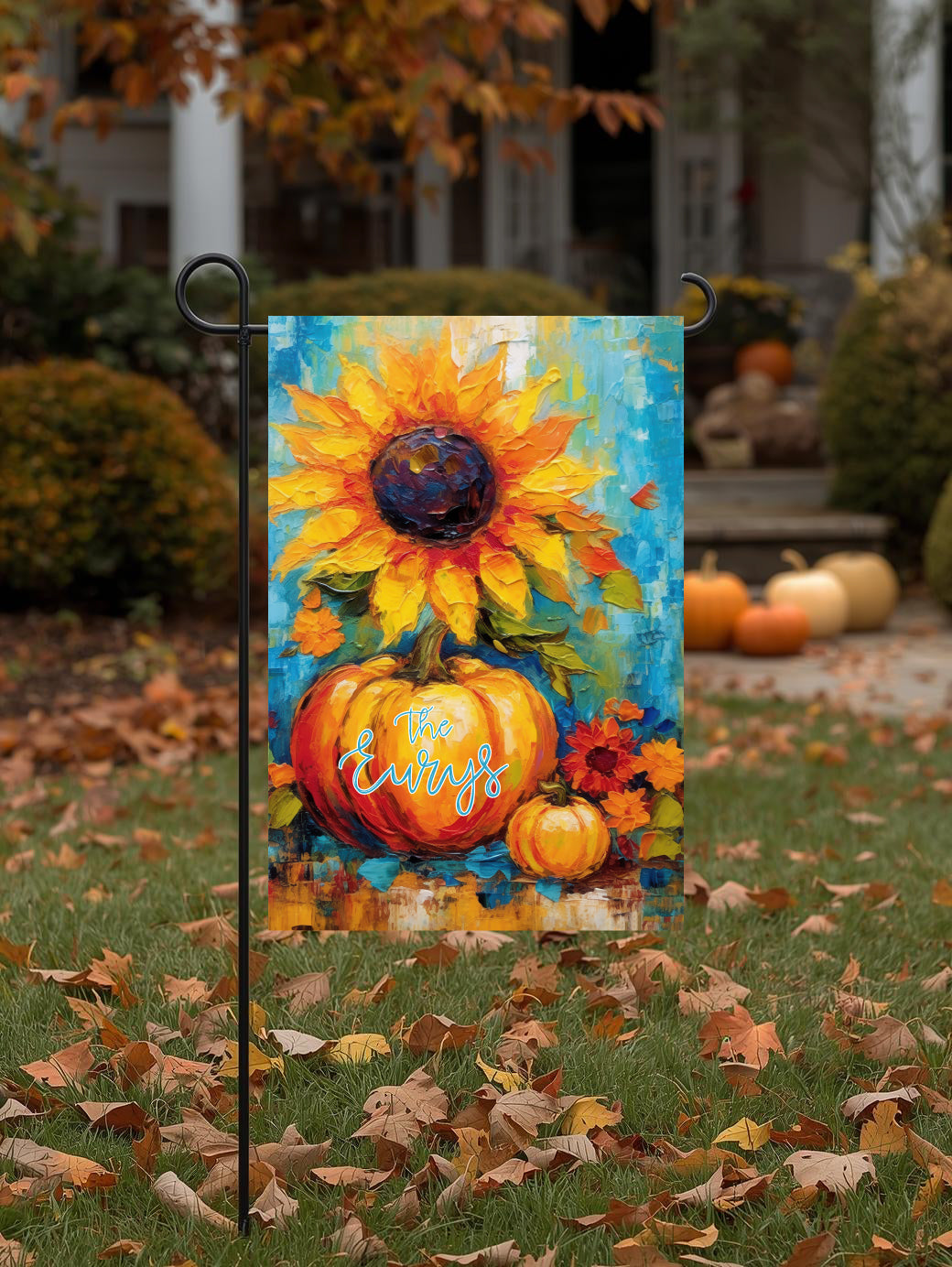 Personalized Sunflower Pumpkin Garden Flag