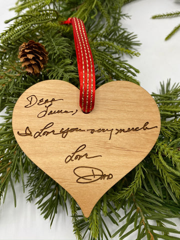 Heart Keepsake Handwriting Wood Ornament