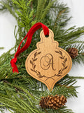Christmas Bauble Initial Wood Ornament