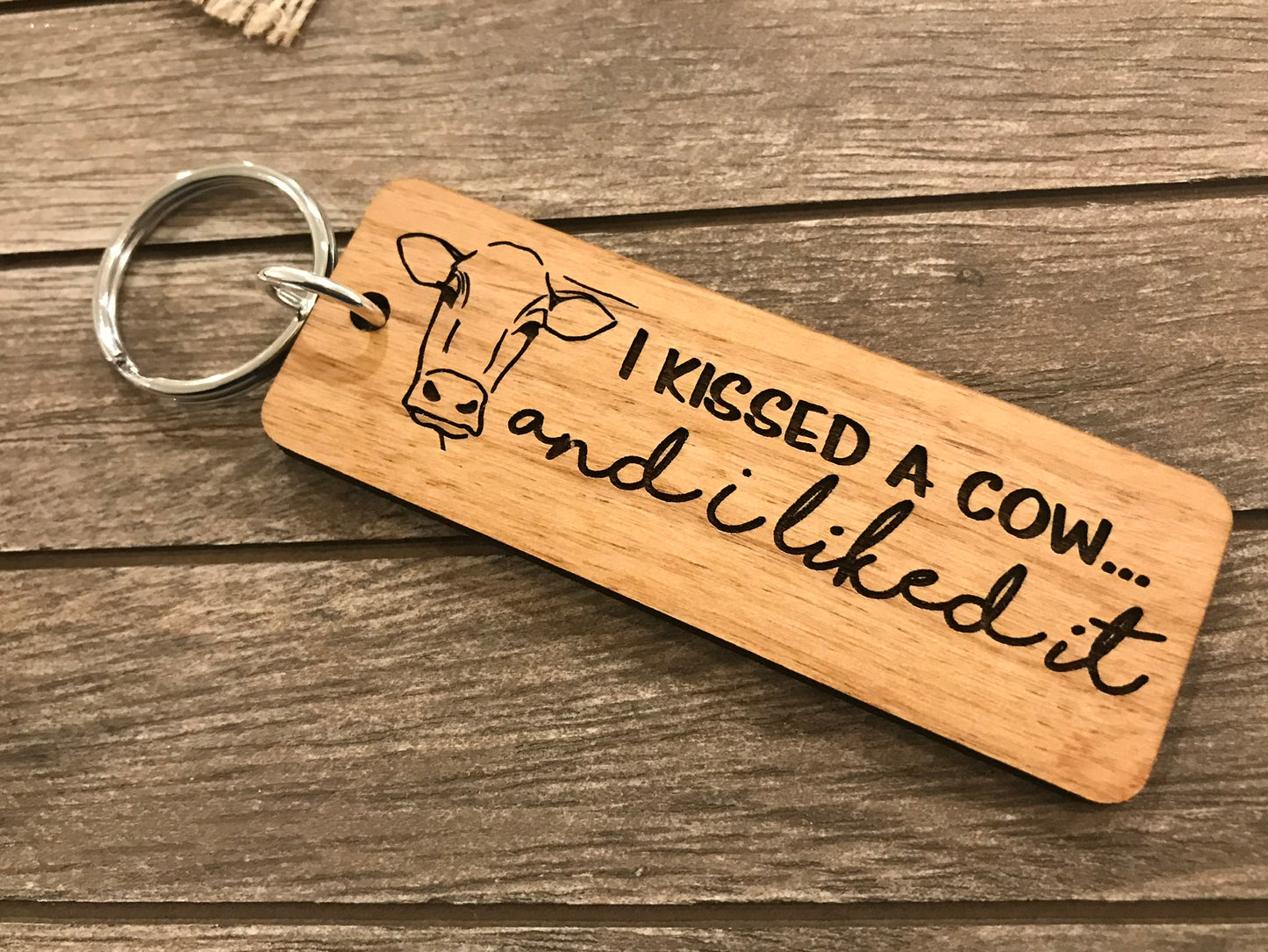 I Kissed a Cow Key Chain