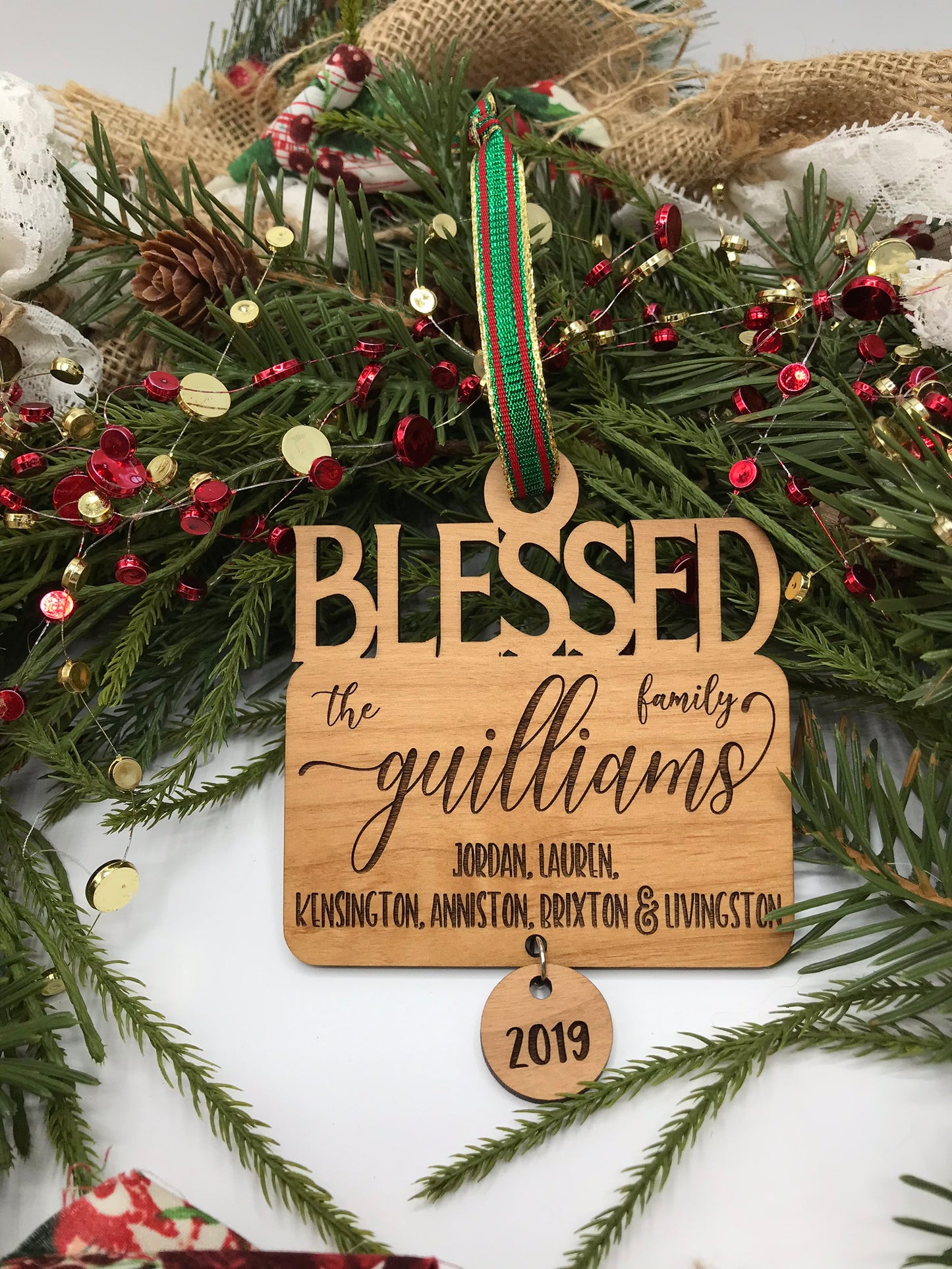 Blessed Family Names Wood Ornament