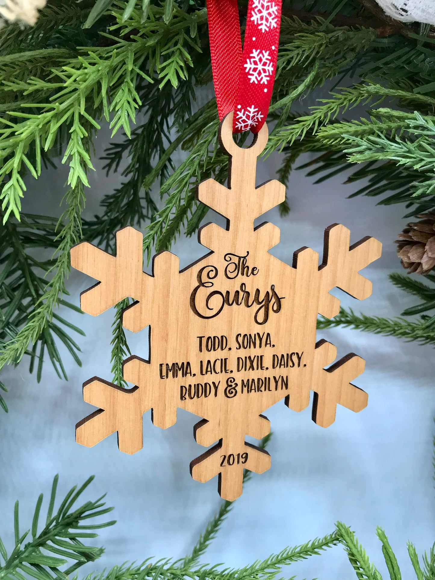 Snowflake Flurry Wood Ornament