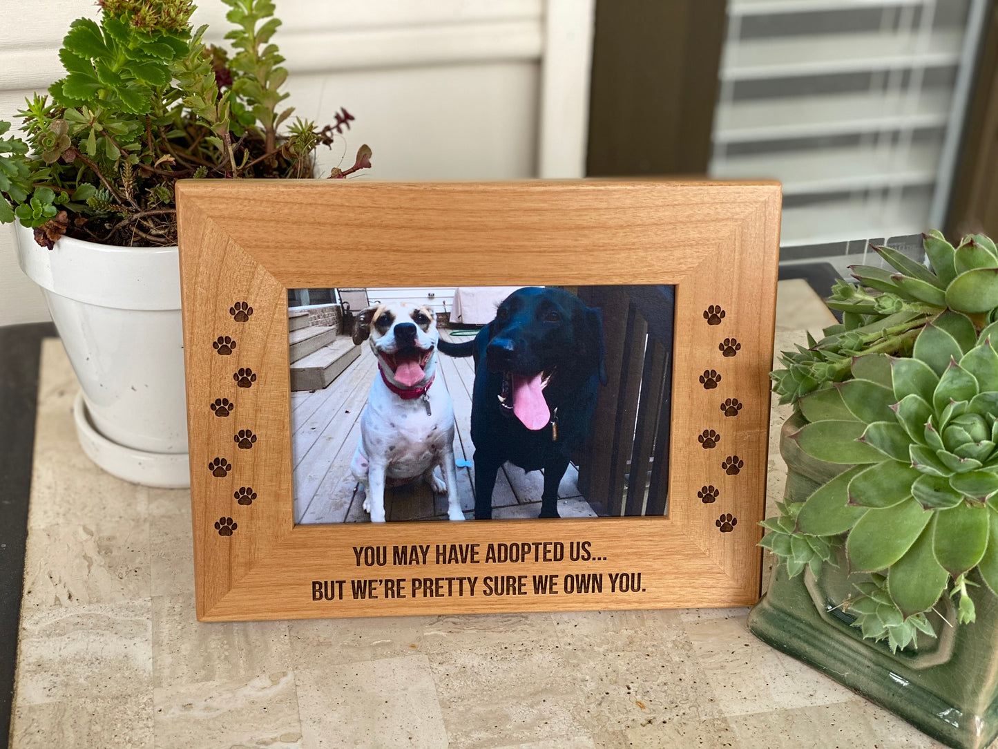 "You May Have Adopted Us" Pet Photo Frame, 4" x 6", 5" x 7" 8" x 10"