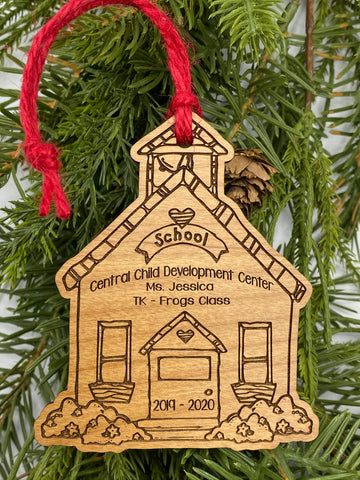 School House Wood Ornament