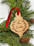Christmas Bauble Initial Wood Ornament