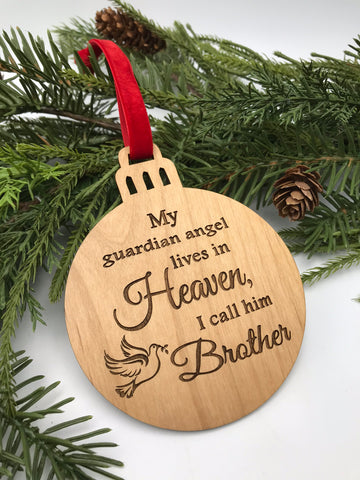 Guardian Angel is my Brother Wood Ornament
