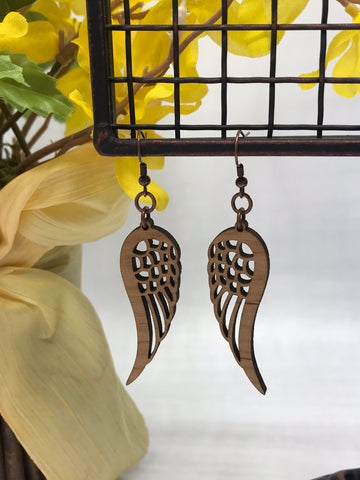 Angel Wings Wood Earrings