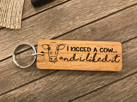 I Kissed a Cow Key Chain
