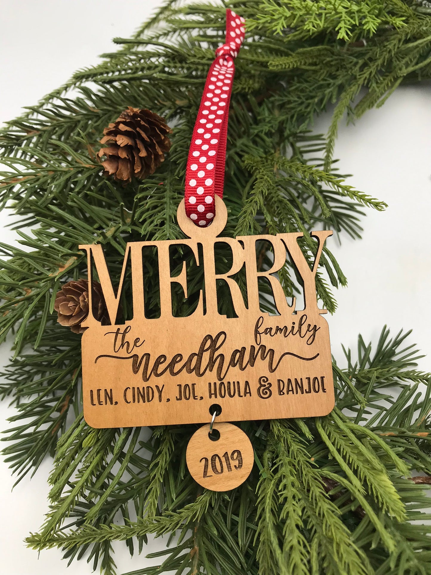 Merry Family Wood Ornament