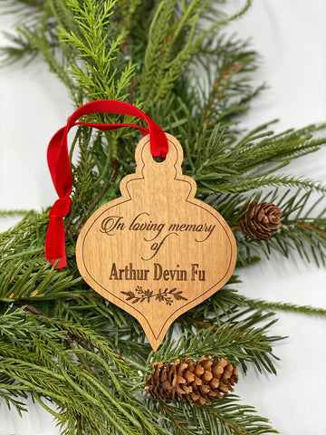 “In Loving Memory” Christmas Bauble Wood Ornament
