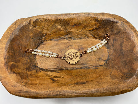 Swarovski Pearl and Crystal Beaded Monogram Bracelet