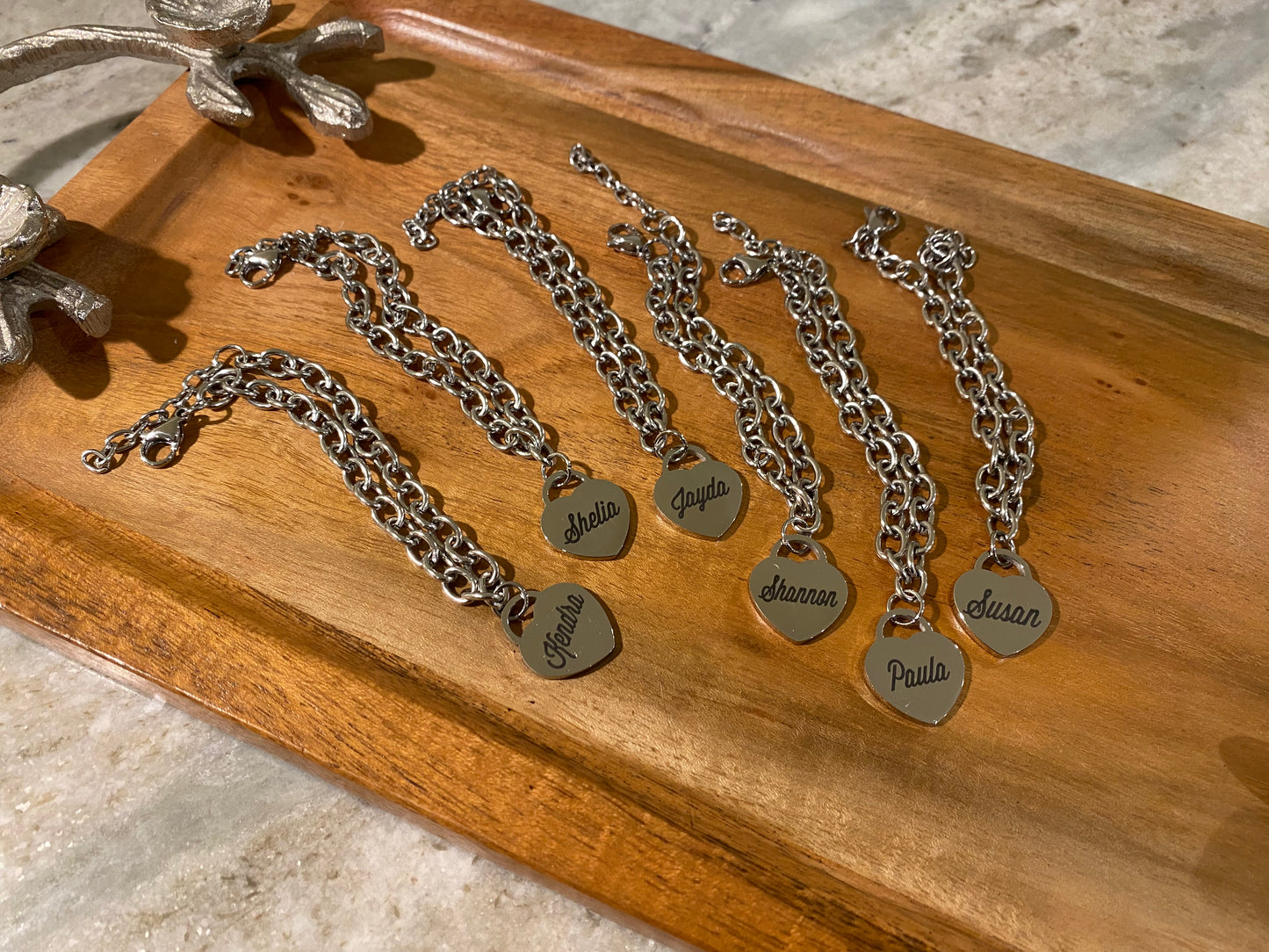 Personalized Heart Charm Name Bracelet