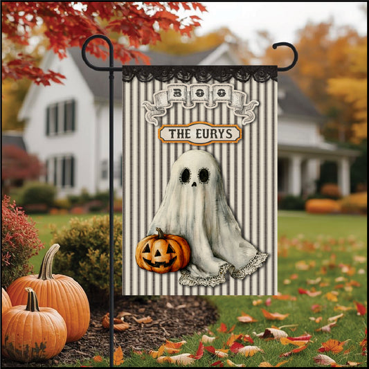 "Vintage Ghost Boo" Personalized Garden Flag