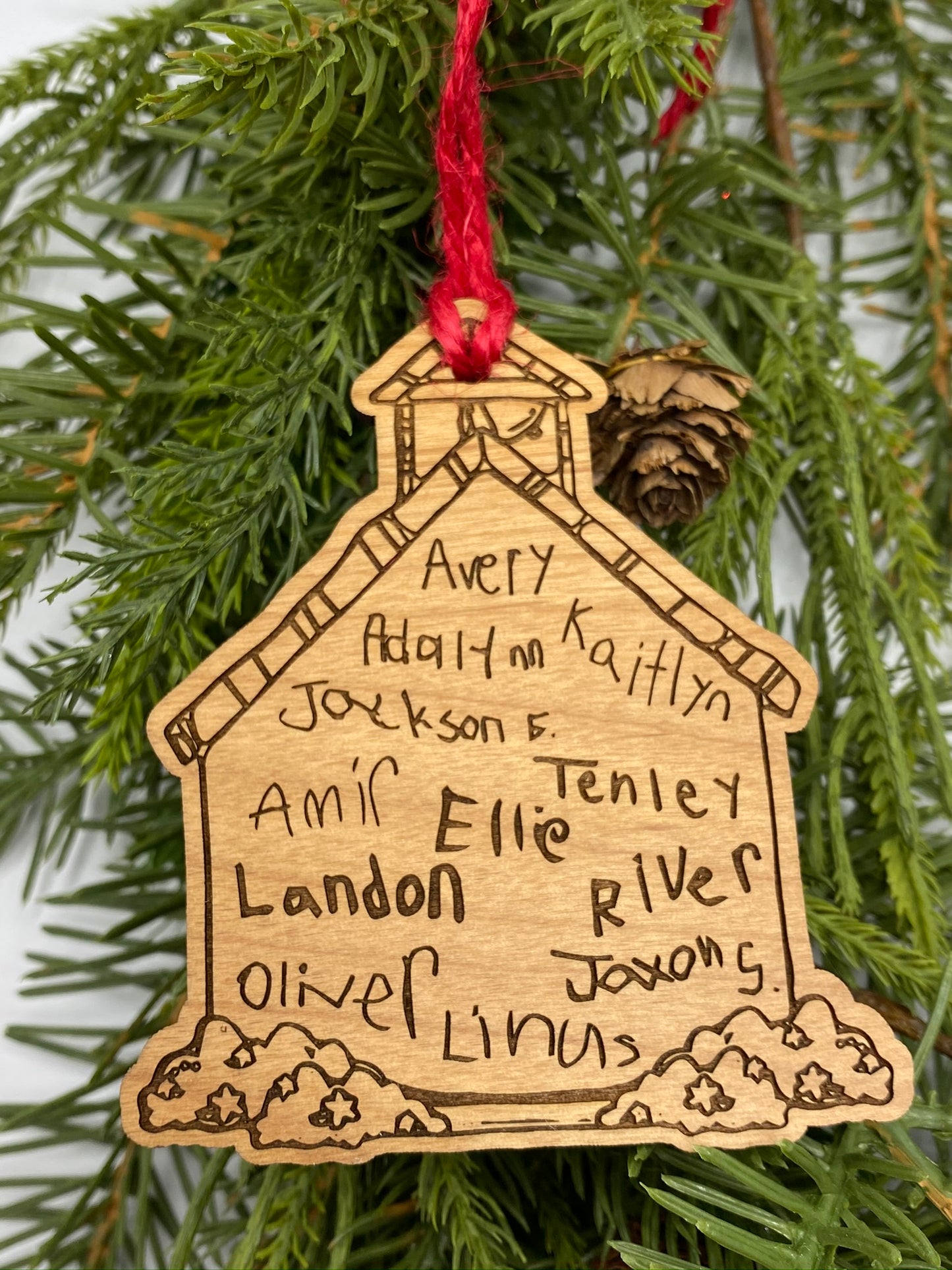 School House Wood Ornament