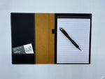 Portfolio with Writing Pad, Black/Silver Leatherette, 7" x 9"