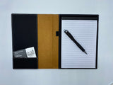 Portfolio with Writing Pad, Black/Silver Leatherette, 7" x 9"
