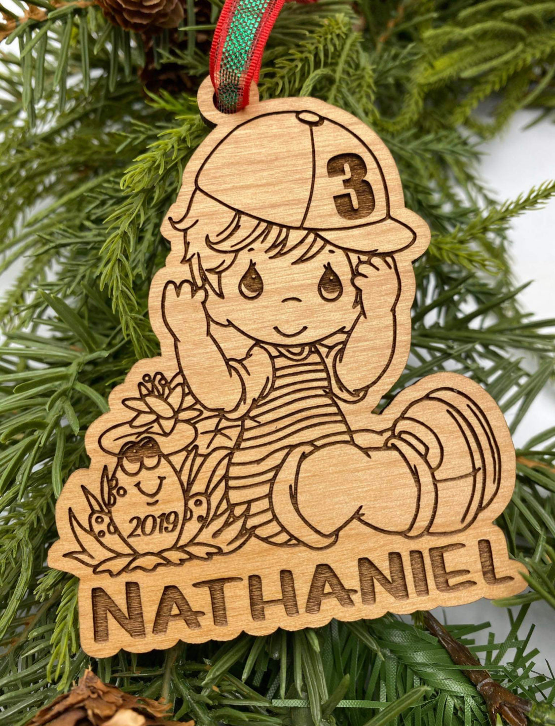 Boy with Frog Wood Ornament