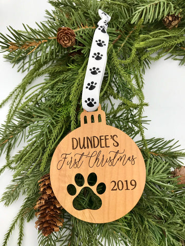 Pet's First Christmas Wood Ornament