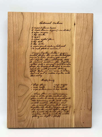 Cutting Board with Handwritten Recipe; Personalize It!