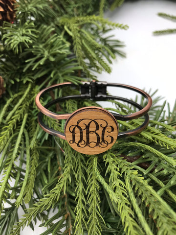 Monogram Hinged Bangle Bracelet