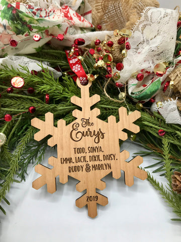 Snowflake Flurry Wood Ornament