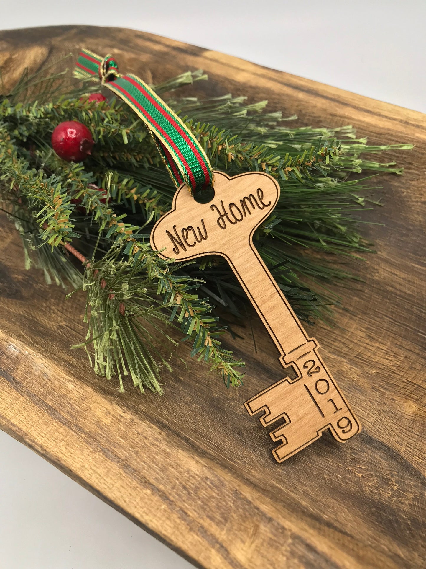 New Home Key Wood Ornament