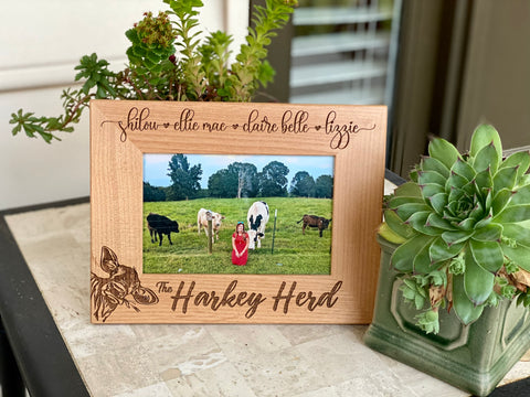 The Farm Family Cow Photo Frame, 4"x6", 5"x7" or 8"x10"