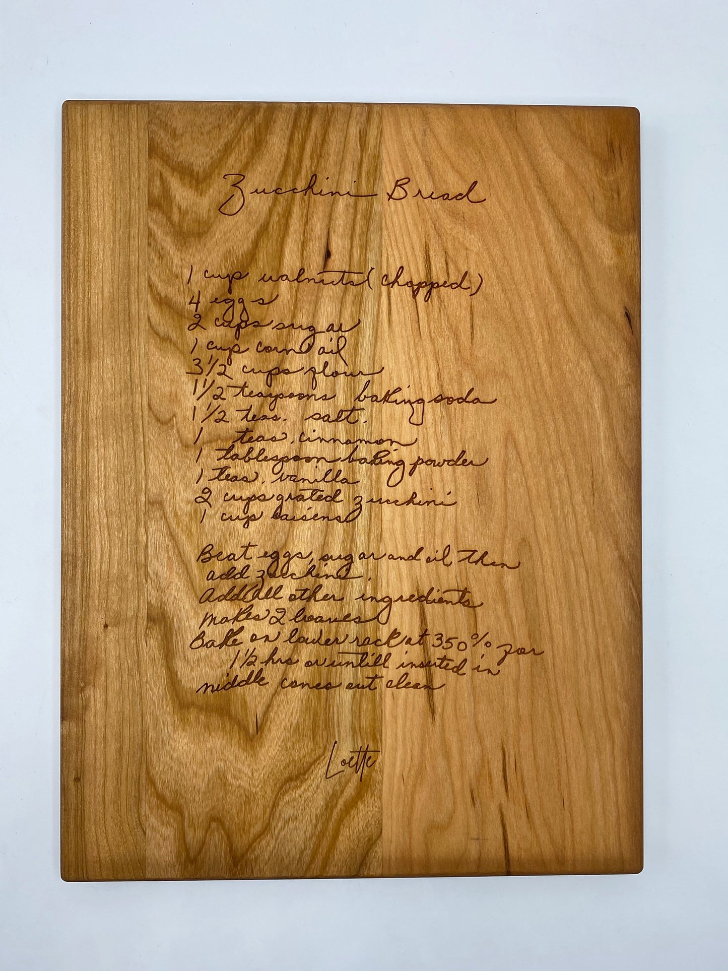 Cutting Board with Handwritten Recipe; Personalize It!
