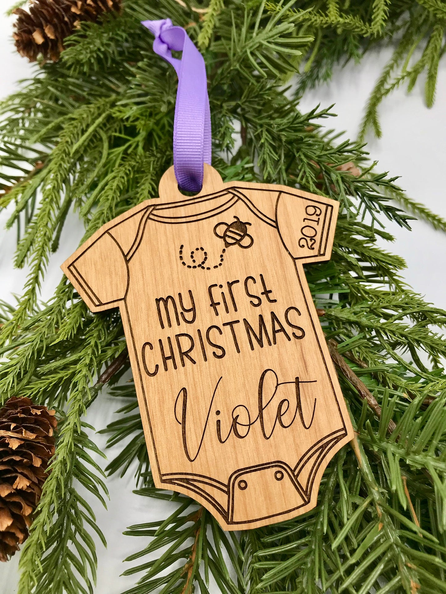 My First Christmas Baby Onesie Wood Ornament