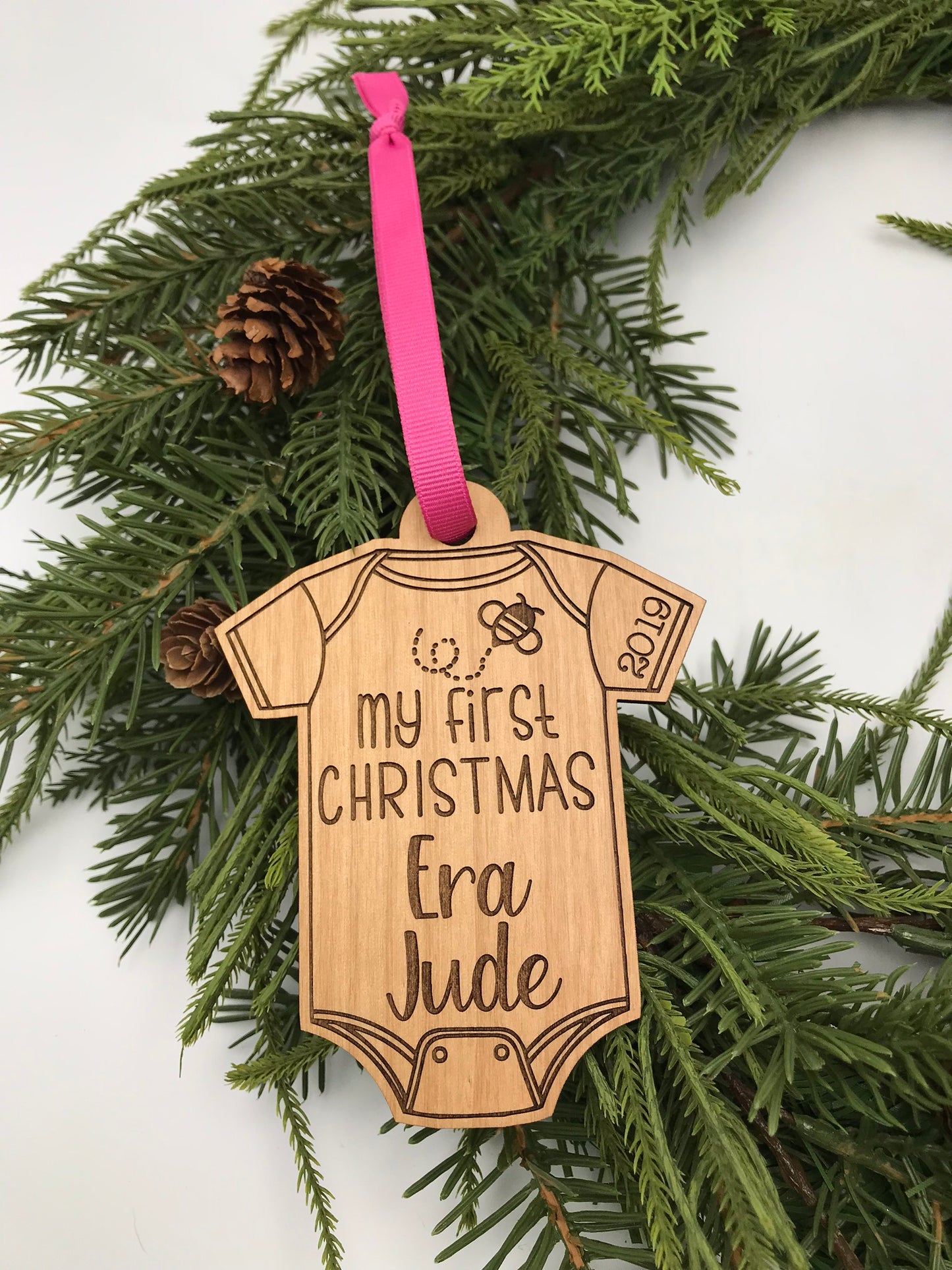 My First Christmas Baby Onesie Wood Ornament