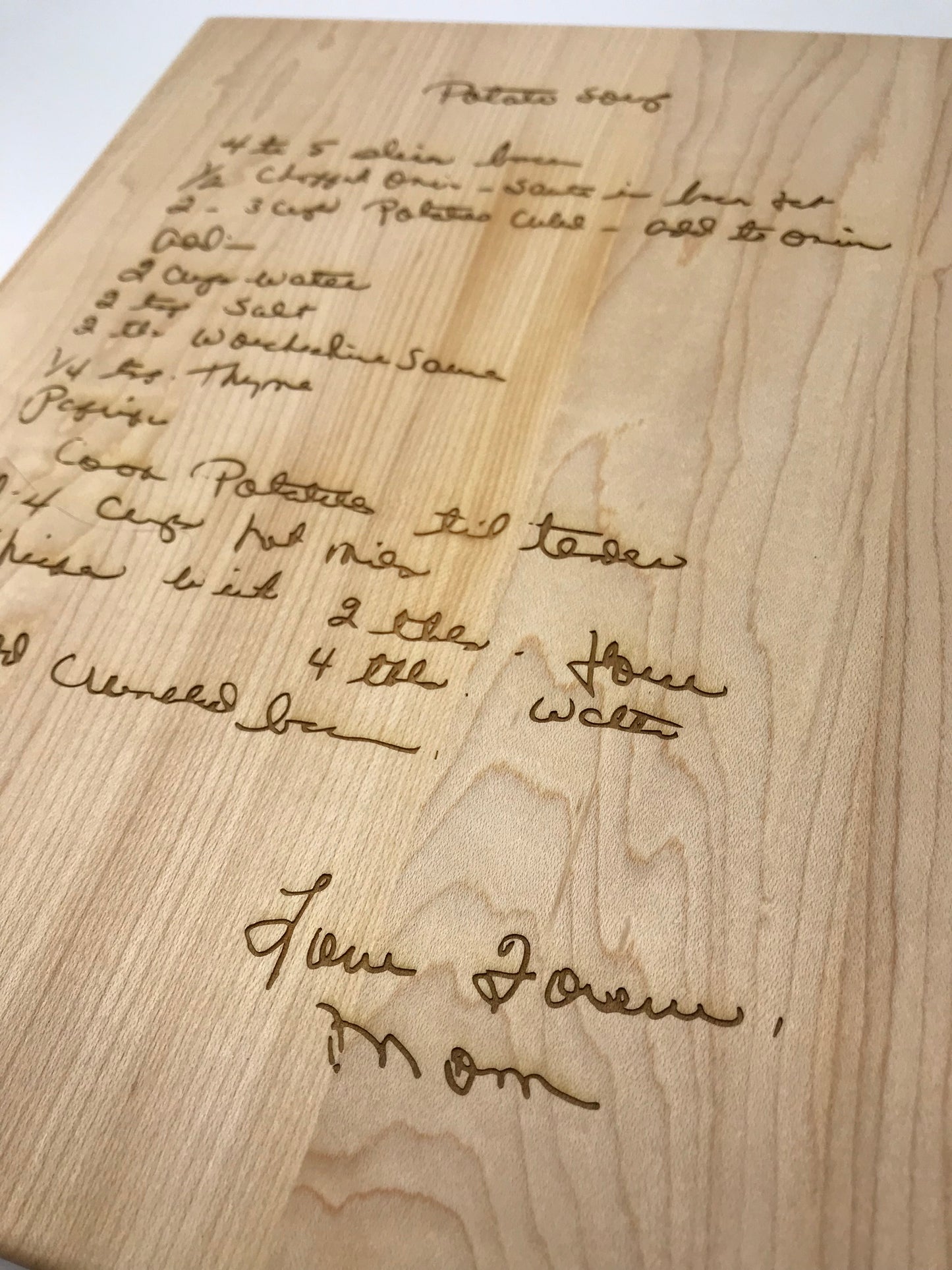 Cutting Board with Handwritten Recipe; Personalize It!