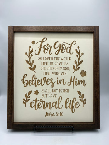 John 3:16 Wood Sign 7 1/2" x 10"