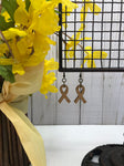 Cancer Ribbon with Heart Earrings
