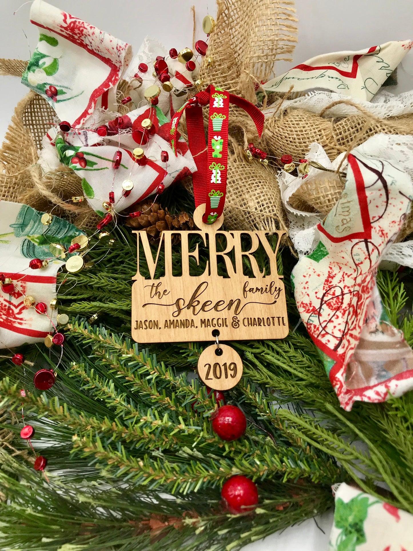 Merry Family Wood Ornament