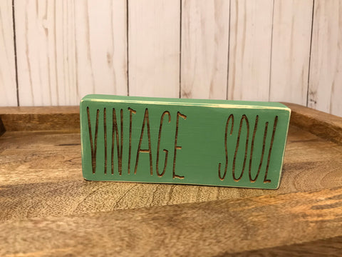 Vintage Soul Wooden Sign, 5" x 2 1/4"