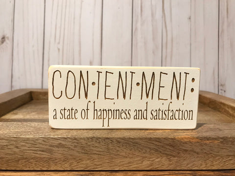 Contentment Wooden Sign