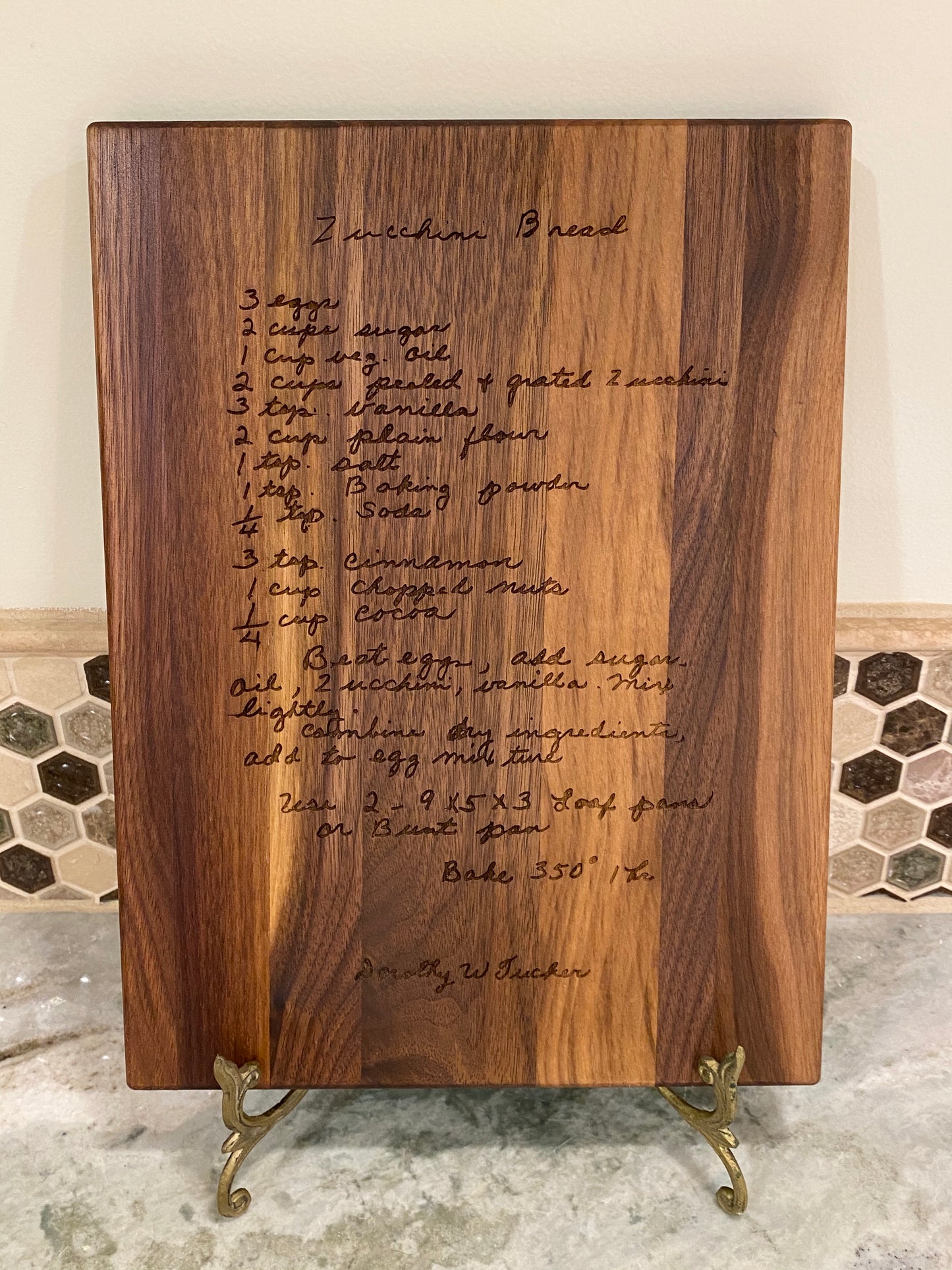 Cutting Board with Handwritten Recipe; Personalize It!