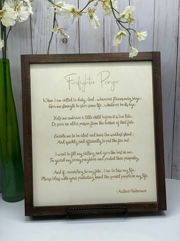 Firefighter Prayer Wood Frame 11 1/2" x 13"