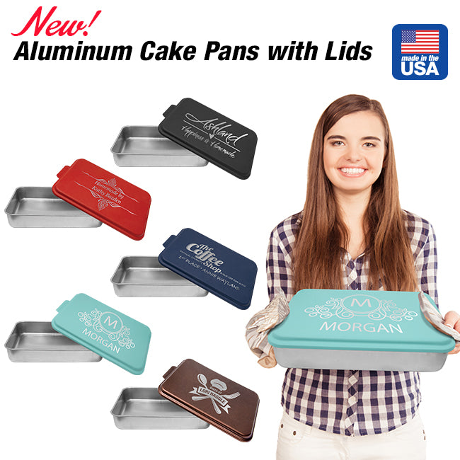 9x13 - Covered Cake Pan w/Lid - Stainless Steel - Personalized Pan