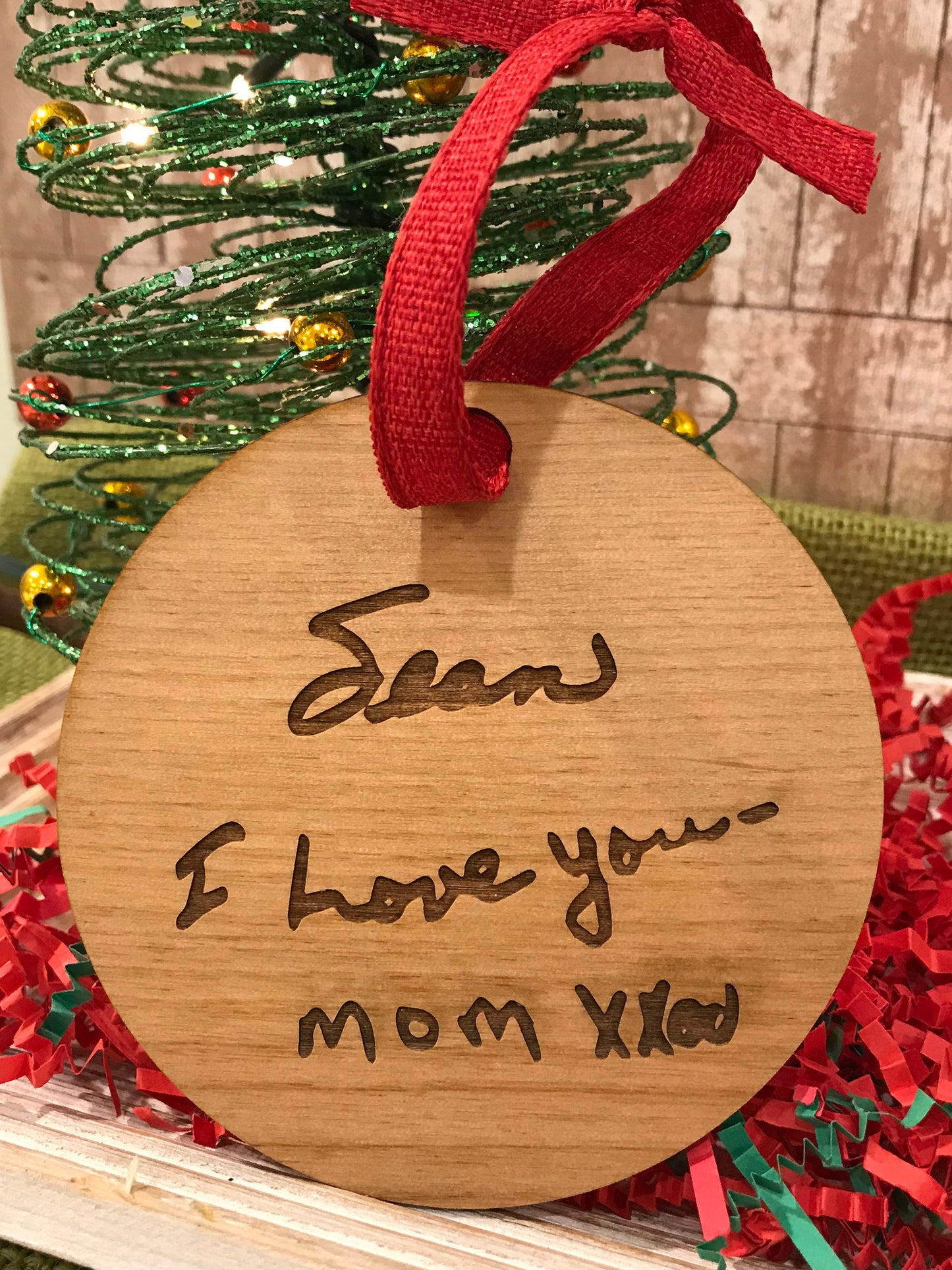 Treasured Keepsake Handwriting Wood Ornament