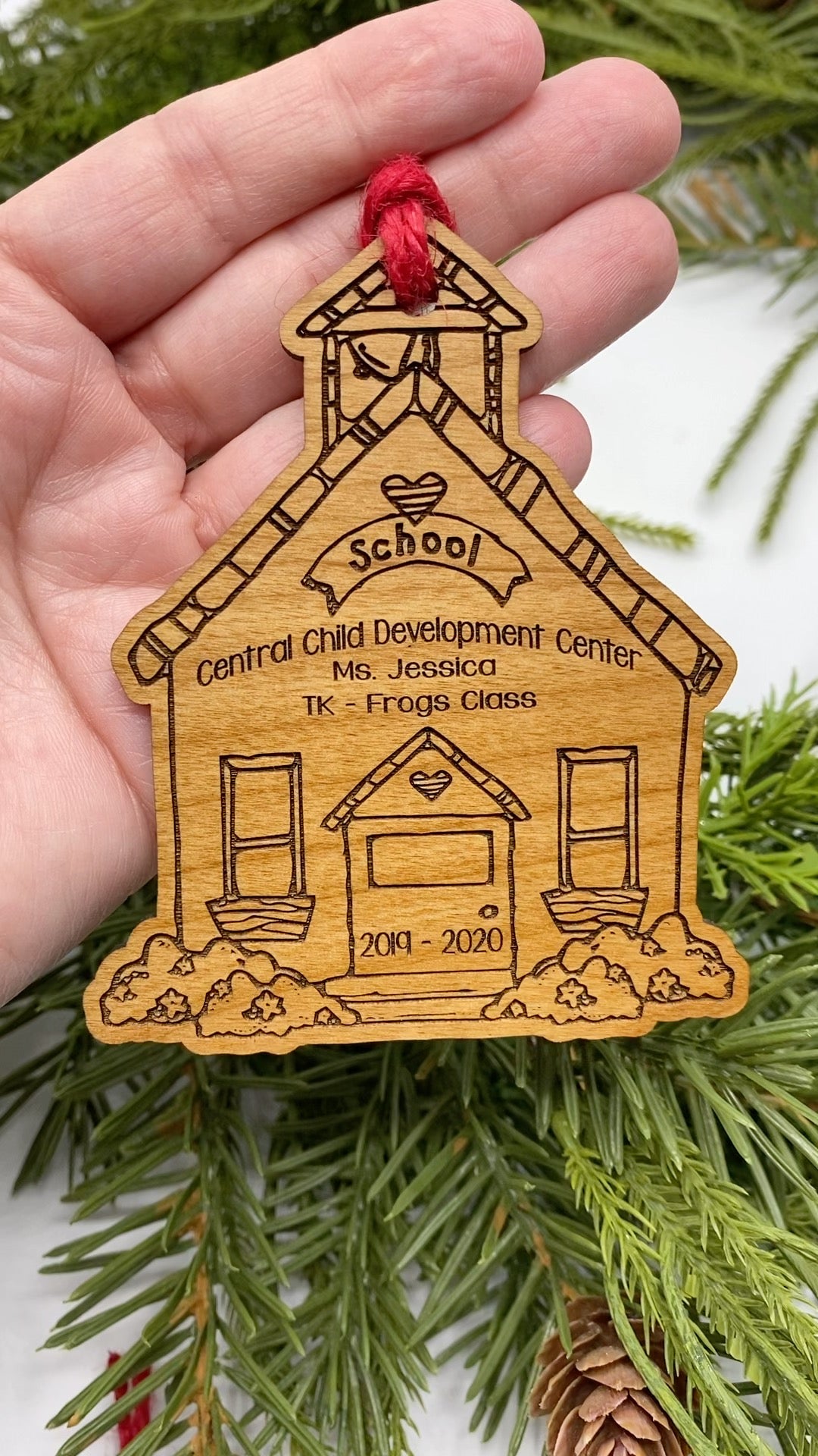 School House Wood Ornament
