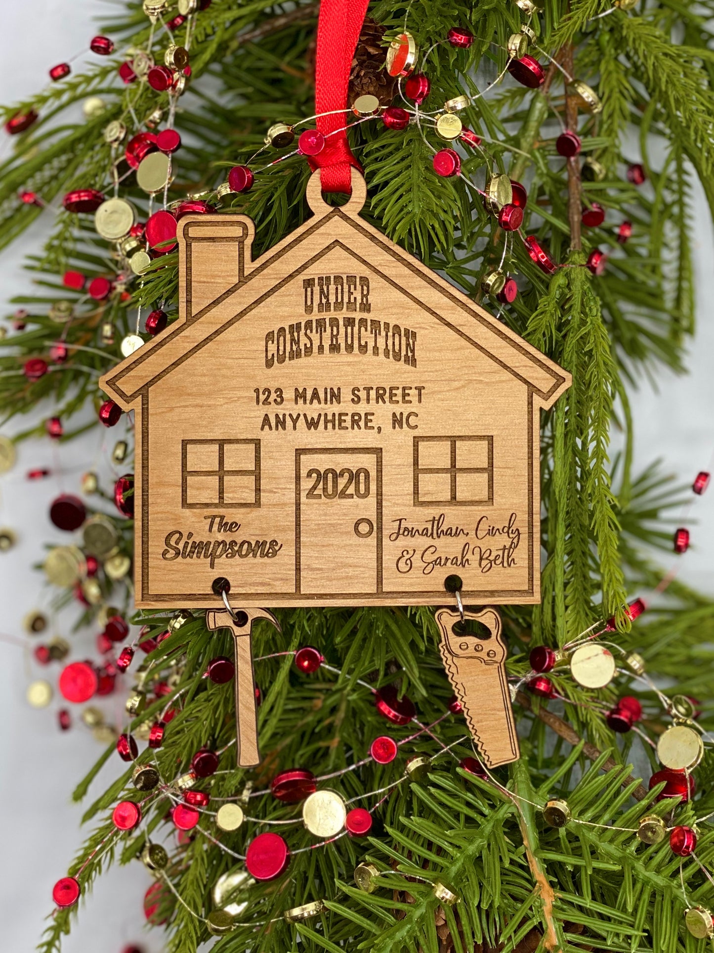 House Under Construction Wood Ornament