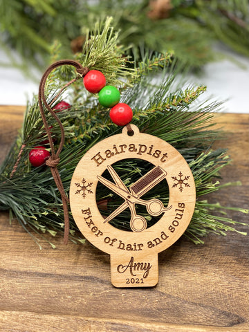 Hairapist Ornament | Personalized Wooden Ornament for your Hairstylist