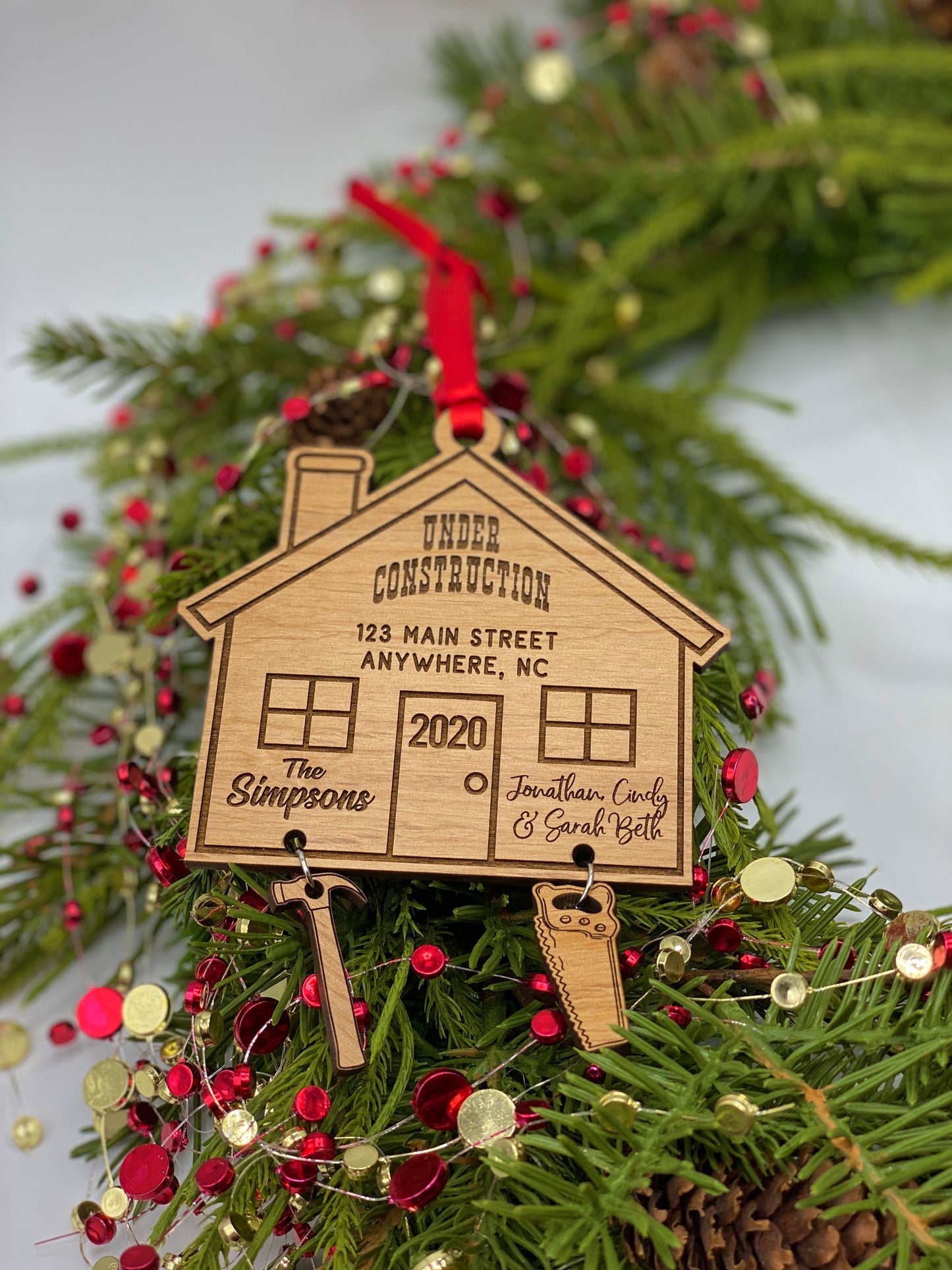 House Under Construction Wood Ornament