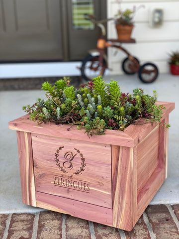 Cedar Planter with Family Name