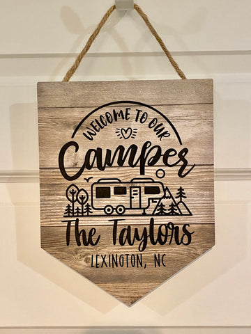 Welcome To Our Camper Pennant Sign- RV/ Fifth Wheel