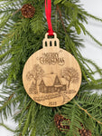 Snowy Cottage Wood Ornament