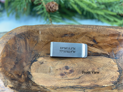 Custom Coordinates Stainless Steel Money Clip